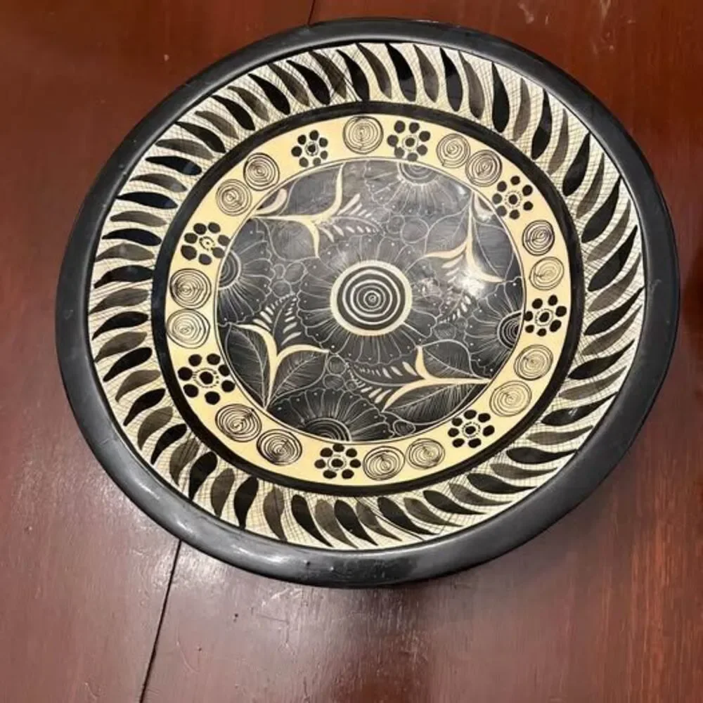 Hand Painted Wood Decorative Bowl
